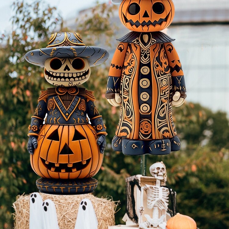 Halloween decorations, KT board decorations, scene setup, large pumpkin-themed background, outdoor entrance photo props and ornaments