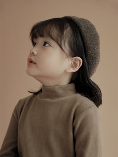 Girls' Base Shirt Spring Autumn and Winter Boys' Half-high Collar Cotton Sanding Long-sleeved Children's Inner Girls' Western Style Top