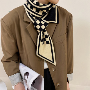 Autumn and winter knitted small scarf women's South Korea small ears neck protection striped scarf small long socket Mao Mao scarf wholesale