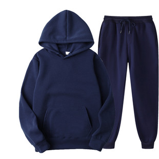 Foreign trade new men's sports fleece-lined suit men's and women's fleece-lined hoodie sweater two-piece suit printable logo