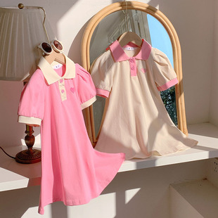 Girls Summer Dress 2025 New Style Kidsren's Style Polo Princess Dress Little Girl Fashionable Kidsren's Clothing Summer Dress