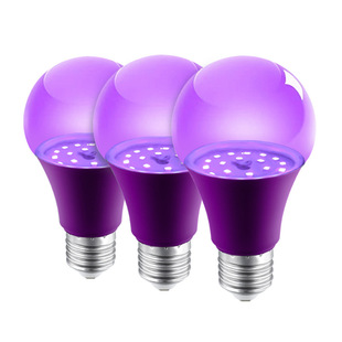 Cross-border supply A19 purple UV atomization fill light bulb fluorescent ball Bubble Bar Halloween light purple plastic bag aluminum