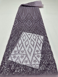 Geometric Hollow Sequin Mesh Mesh Lace Embroidered Fabric Foreign Trade Wholesale Cross-border African Dress Fabric