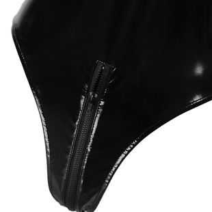 Cross-border supply European and American Foreign trade sexy lingerie sexy women's black patent leather one-piece underwear manufacturer in stock wholesale