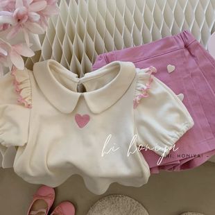 Костюм для девочек Детская летняя футболка с короткими рукавами кукольный воротник женское платье принцессы Лолиты детская одежда женская поколение волос