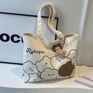 Customized Manufacturer Tote Bag Women's New Canvas Shoulder Bag Cute Printed Large Capacity Student Class Tote Bag Trendy