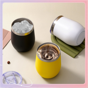 ➢ Egg Cup Stainless Steel Export Supply 12oz Eggshell Cup U-Shaped Red Wine Cup Egg Cup Thermos Cup Eggshell Water Cup