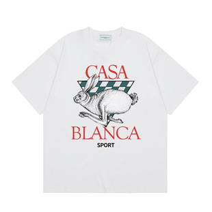 Cross-border Casablanca Summer New Casablanca LOGO Print Men's and Women's Loose Short-sleeved T-shirt Trendy