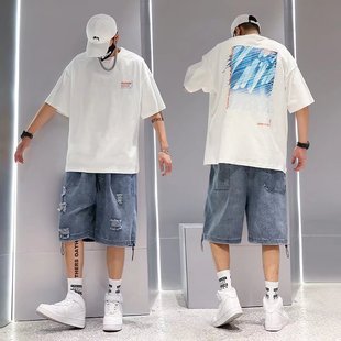 Denim Shorts Men's Summer Thin Fashionable Brand Loose Boys 2023 New Fashionable American-style Pants