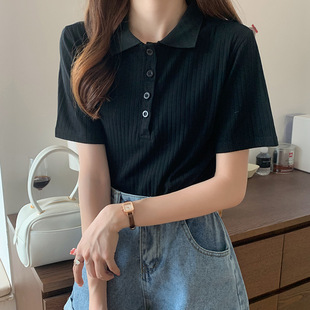 2024 New Summer Short-sleeved Half-sleeved Top Loose Casual Design Niche Short White T-shirt Women's Fashion Brand