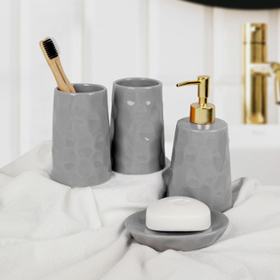 Simple Pure Gray Hand-Kneaded Hotel Supplies Washbasin Soap Box Toothbrush Cup Bathroom Mouthwash Cup Utensils Wholesale