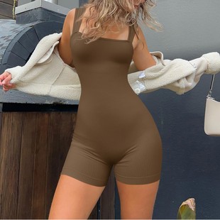 2025 Amazon Summer New Belly-lifting Jumpsuit European and American Tight Sports Jumpsuit for Women