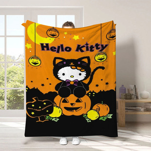temu Xiyin Hair Hello Kitty Halloween Blanket Kt Cat Thickened Cross-border Children Blanket Sofa Nap Blanket