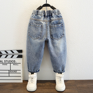 Boys' pants spring and autumn style 2023 new boy's fashion handsome western style jeans spring clothes children's fashionable online celebrity children's clothing