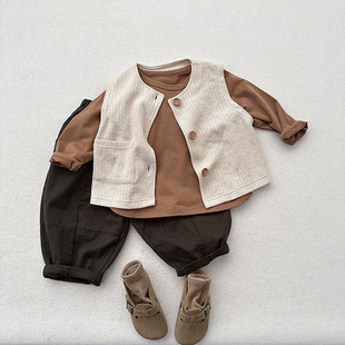 Children's long-sleeved T-shirt ~ Spring and Autumn New Baby basic bottoming shirt boys and girls retro round neck Raglan mountain top