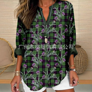 2025 European and American Cross-border Independent Station Amazon V-collar Button Shoulder Long Sleeve Women