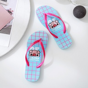 Flip-Flops women's summer wear black flip-flops non-slip bathroom Bath Beach seaside plywood flip-flops swimming cool