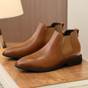 25870 Chelsea Boots British Retro Chelsea Boots Men's Pointed Martin Boots plus size Leather Boots for Hair