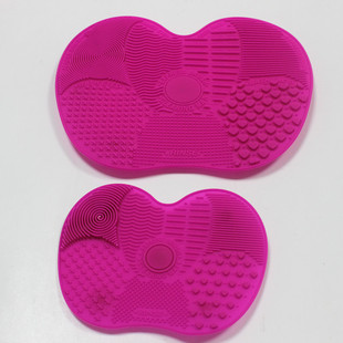 in stock wholesale labeling silicone apple scrubbing pad love shape scrubbing pad with suction cup beauty makeup brush cleaner
