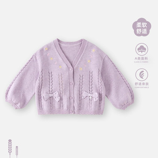 Baby's Coat 2025 Spring New Style Baby Girl's Knitted Cardigan Clothes Spring Thin Top Girls' Outfit
