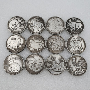 Antique Crafts Brass Material Zodiac Silver Dollar Commemorative Coin Commemorative Medallion