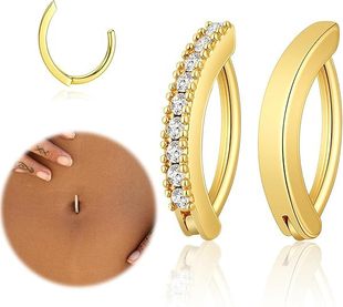 Amazon Hot New Love Water Drop Navel Ring Copper Inlaid Zircon Navel Ring Arc Navel Buckle Piercing Jewelry