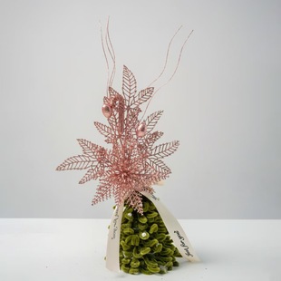 Cross-border New Products Christmas Tree Golden Pink Flower Inserts Atmosphere Supplies Accessories Christmas Tree Decorations Christmas wreath Ornaments