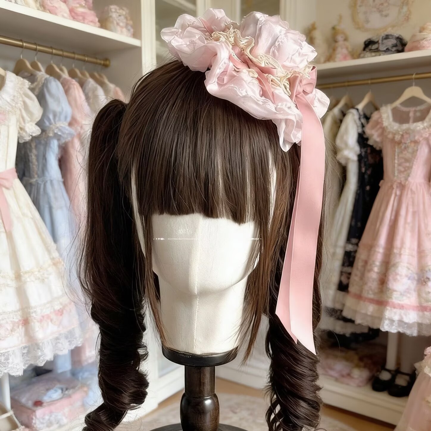 Pink bunny ear bow polka dot hat hair clip cute high-end clip hairpin birthday hair accessory photo prop