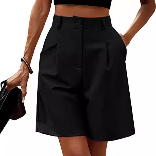 2026 Amazon New Women's Summer Thin High-Waisted Loose Slimming Straight Casual Mid-Length Breathable Wide-Leg Shorts