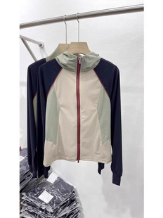 Hooded Contrast Color Stitching Coat Women's Summer 2025 New Style Small Superior Cool and Sough Top