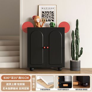 [1155 Collection] French Simple Household Shoe Cabinet New Black Household Doorway Large Capacity Retro Entrance