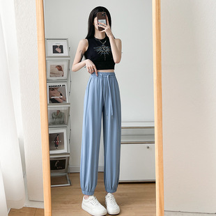Black Sun Protection Pants Women's Summer Thin Loose Casual Leg Pants Small Nine-point Ice Silk Quick-drying Sports Pants