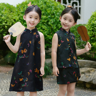 Ningbo Yirun девушка Cheongsam Летний новый ребенок Новый китайский стиль классическая шея без рукавов юбка Hanfu