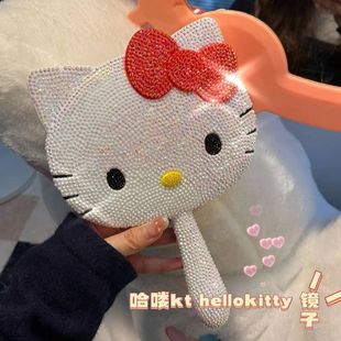 female student kitty cat mirror transformation diy handmade diamond decorative makeup mirror girlfriends birthday valentine's day gift