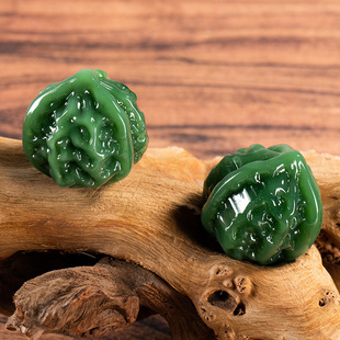 Imitation white jade hand handle green jade walnut play hand glass imitation Hetian jade antique hand play gift