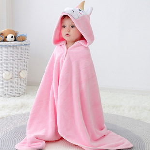 Infant Bath Towel, Soft Coral Velvet Hooded Cloak, Kidsren's Bath Towel, Quick-Drying Absorbent Bathrobe, Thickeneded