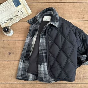 Explosions boys down cotton-padded jacket 24 new children's western style fake two-piece quilted winter coat boys handsome cotton-padded coat tide