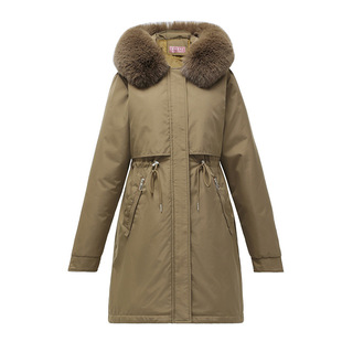 2023 Korean Style Parker Cotton Coat Women's Thickened Waist Mid-length Cotton Coat Warm Loose Down Cotton Coat for Autumn and Winter