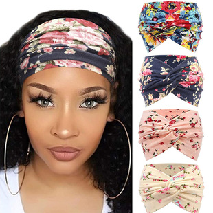 Amazon Cashew Printed Hair Band Sport Running Bohemian Face Wash Makeup Hair Crossed Wide-brimmed Headband for Women