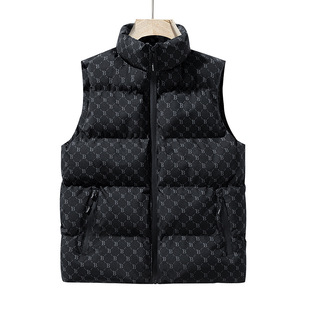 New B- word cotton-padded vest men's bread cotton-padded sleeveless vest thick warm vest zipper pocket stand