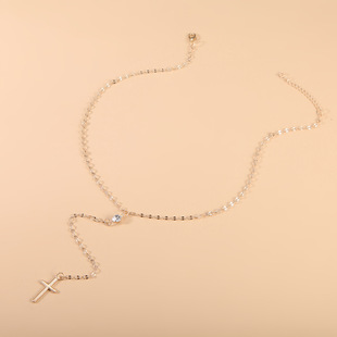 European and American cross-border jewelry retro fashion personality cross tassel pendant clavicle chain simple versatile neck chain women