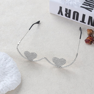 Amazon New Full Diamond Tassel Glasses Chain European and American Personality Exaggerated Rhinestone Love Glasses Decorative Accessories Women