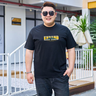 Short-sleeved T-shirt Men's plus size Fatty T-shirt Fertilizer Plus Size Cotton Loose Half-sleeved Base Shirt Youth Casual Summer Wear