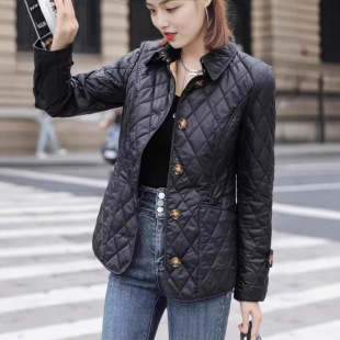 2025 European Station Winter New British Style Women's Single-Breasted Slim Fit Quilted Warm Slimming Long-Sleeve Lightweight Cotton Coat