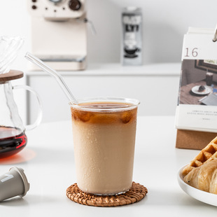 Simple flared wide short High Borosilicate light heat-resistant glass coffee cup milk tea latte American homemade creative drink