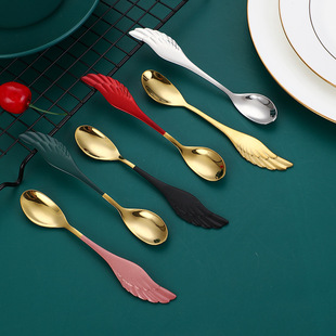 304 stainless steel net red small spoon wings spoon creative golden fork spoon learning ice cream dessert spoon spoon spoon coffee spoon