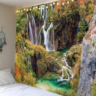 Natural landscape forest tree background cloth living room sofa live broadcast oversized background wall cloth bedroom wall decoration tapestry