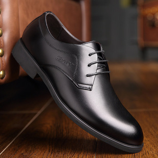 2019 Men's Shoes Leather Shoes fleece-lined Warm Business Dress Autumn and Winter Fashionable Men's Autumn and Winter British Korean Style Low-top Shoes