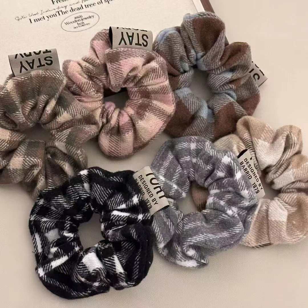 Korean Plaid Autumn and Winter Hair Ties, Preppy Style Hair Ties, Low Ponytail Hair Ropes, Ball Hair Ropes, Girls' Hair Accessories