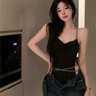 Thai High-end Sexy Strap Jompsuit Women's Summer Pure Desire Hot Girl Base Backless Neck Strap Top